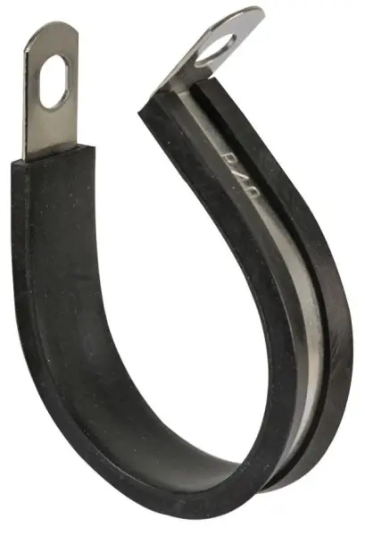 PRO POWER - Colliers en P Acier Inoxydable Doublés de Caoutchouc, 25mm (Lot de 