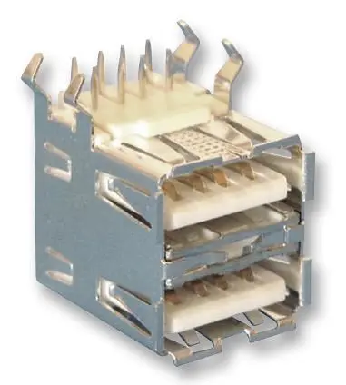 Multicomp Pro Double USB Type A PCB Socket, Right Angle