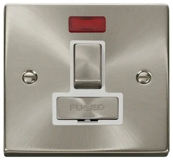 DECO Switched Fused Connection Unit with Neon, Satin Chrome, 13A