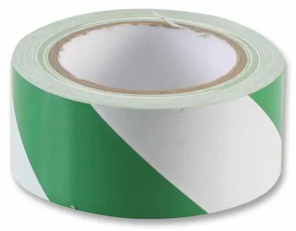 PRO POWER Cinta de Marcado de Suelo y Peligro PVC, Verde/Blanco, 50mm x 33m