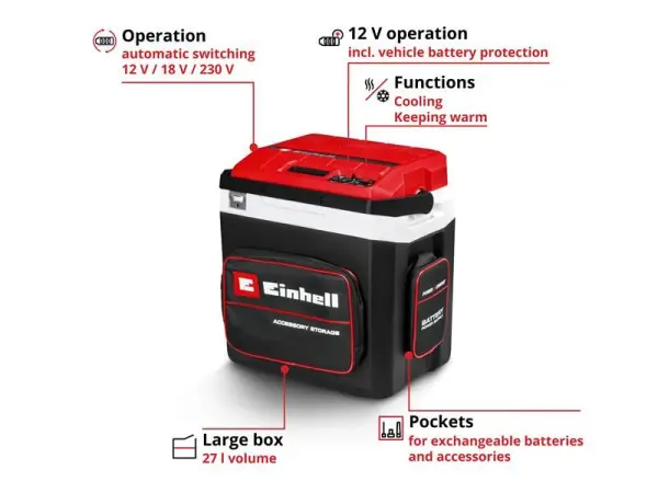 Einhell Power X-Change TE-COL 18/27 li-Solo 充電式クールボックス 27L