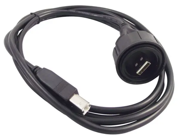 Cabo USB BULGIN IP68 A para B, 2m, Preto