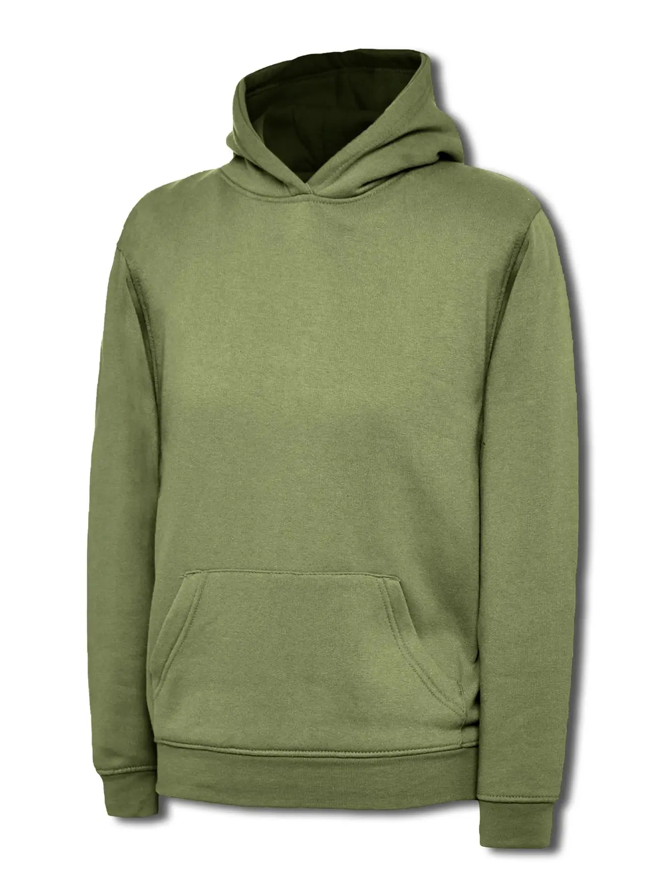 Uneek Kids' Hooded Sweatshirt, 50% Polyester/Cotton, Military Green, 11-13 Yrs