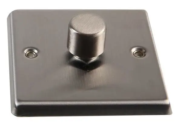 VOLEX 1 Gang 2 Way Dimmer Switch, Brushed Steel, 250W