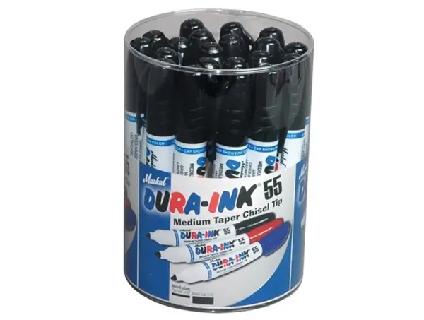 Markal DURA-INK 55 Medium Taper Marker, Black, Tub of 20
