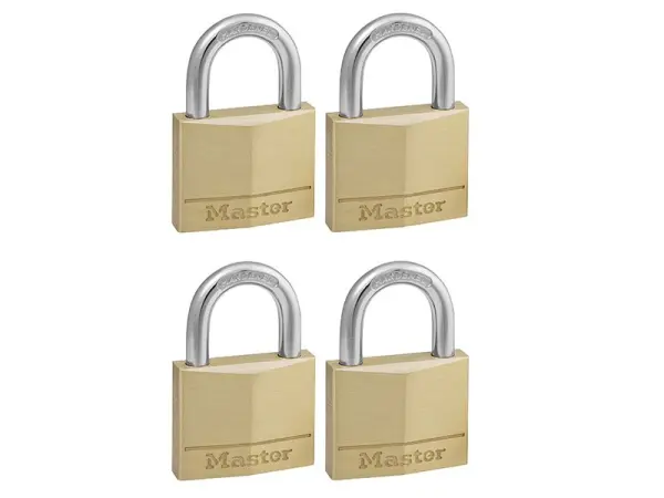 Master Lock מנעול פליז 40 מ״מ, 4 פינים, 4 מנעולים עם מפתח זהה