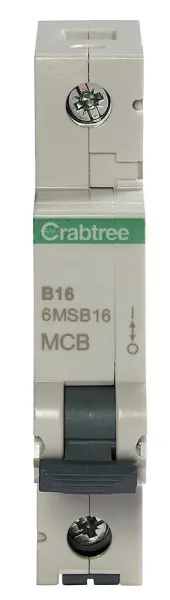 CRABTREE Loadstar Disjoncteur Magnétothermique 16A Monopolaire, Courbe B, 6kA