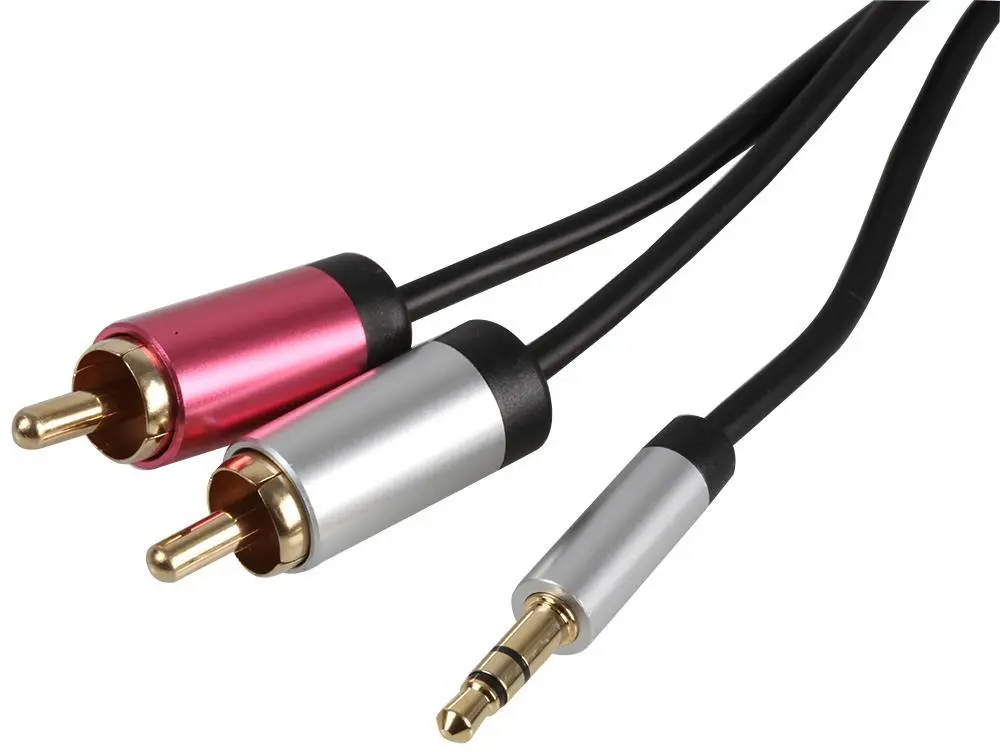 PRO SIGNAL - Cábla Fuaime 3.5mm go RCA, 10m, Dubh