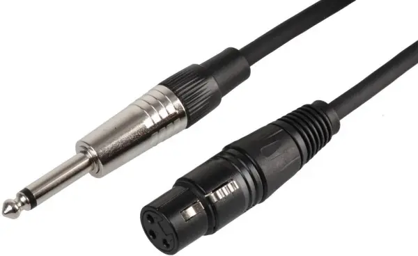 CHORD Cabo de Microfone XLR Fêmea para 6.35mm Mono Macho, 6m Preto