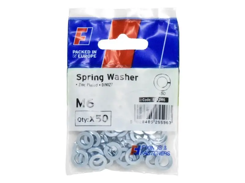 ForgeFix M6 Spring Washers, Zinc-Plated, Pack of 50