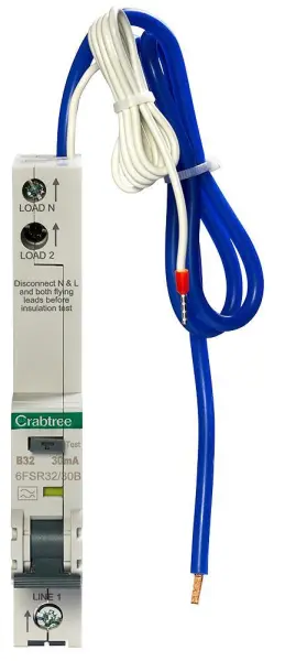 CRABTREE Loadstar 32A 30mA RCBO, Courbe B, 6kA