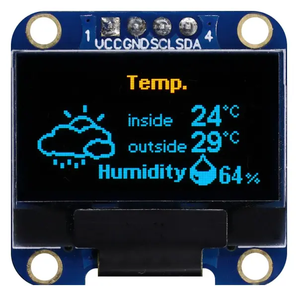 MIDAS DISPLAYS MDOB128064WV-YBI Graphic OLED, 128x64 Pixels, Yellow/Blue on 27.