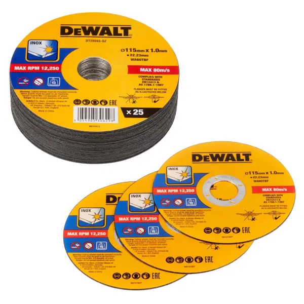 DeWalt DT20593 Δίσκοι Κοπής 115mm x 1mm (Συσκευασία 25)