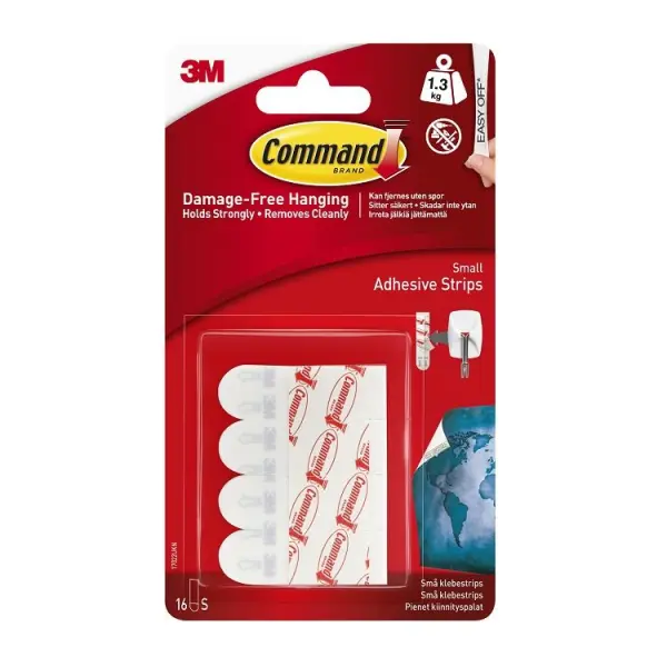 Command Small Adhesive and Refill Strips 16pk, 1.3kg Limit