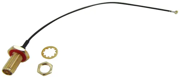 Multicomp PRO RF Cable Assembly IP67 90° U.FL to RP-SMA Bulkhead 50 Ohm - 150mm