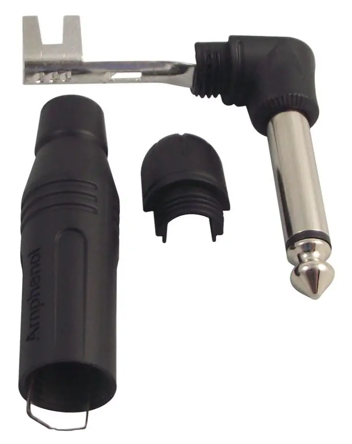 Amphenol 6.35mm 우각 잭 플러그, 2극, 블랙