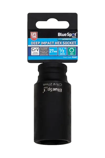 Blue Spot Tools - Soket Hex Impak Dalam, 27mm, Pemacu 1/2 Inci