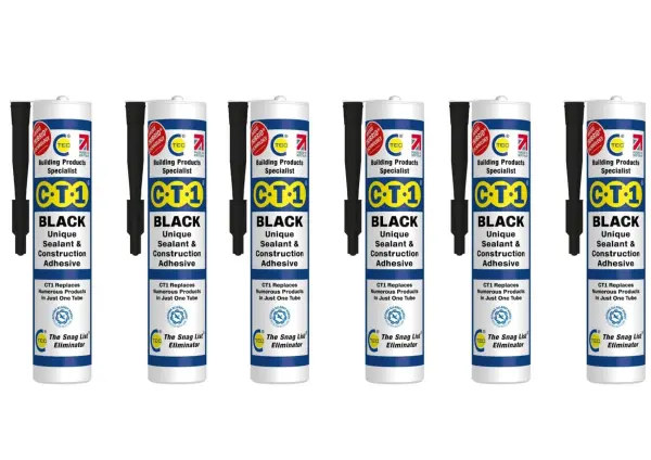 CT1 Black Building Sealant & Adhesive Snag Tube, Pack of 6
