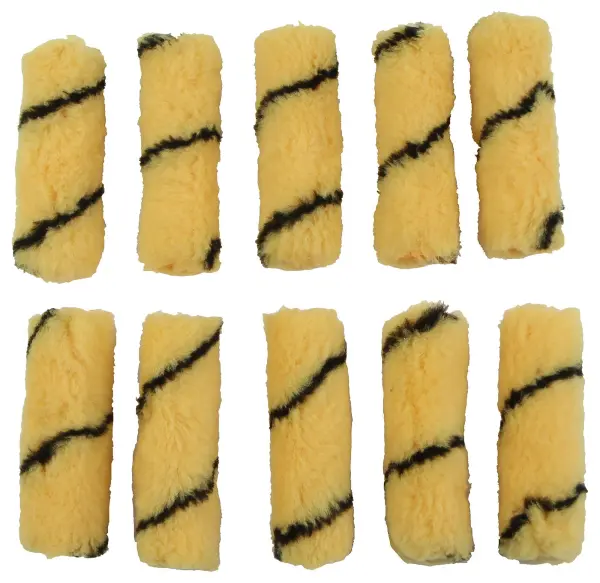 Rolson 100mm Mini Tiger Stripe Paint Roller Sleeves, 10 Piece