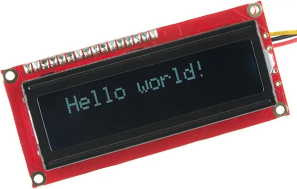SPARKFUN Serial 16x2 LCD Display Kit, White on Black, 5V