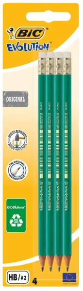 Crayons à papier BIC Evolution HB avec embout en caoutchouc, lot de 4