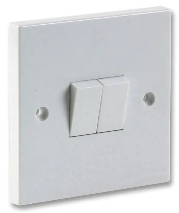 Pro Elec Double Light Switch, 2-Way, White