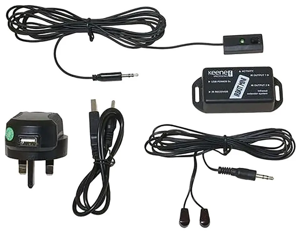 KEENE IRBKIT MINI 1x2 적외선 신호 확장 키트, 10m 리드, 패시아 장착