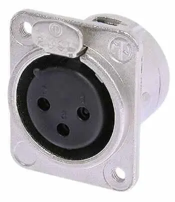 NEUTRIK XLR Panel Socket, 3-Way, Silver Plated, M3 Fixing