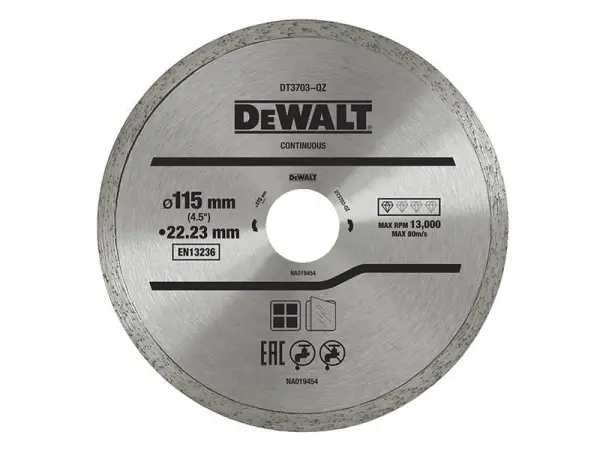 DeWalt DT3711 דיסק יהלום לחיתוך, 115 מ״מ, שוליים רצופים