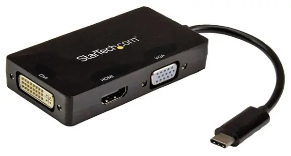 STARTECH מתאם USB-C ל-HDMI/DVI/VGA רב-יציאתי, שחור