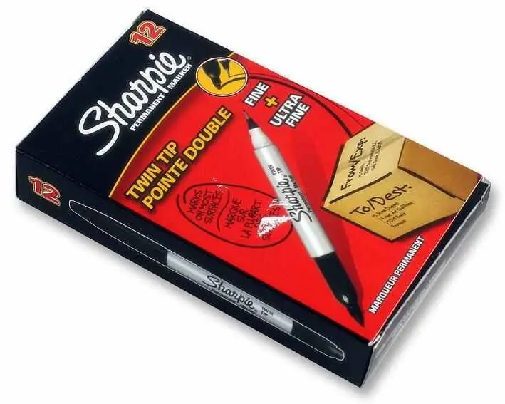 SHARPIE Stylos Marqueurs permanents Double Pointe, Noir, Pack de 12