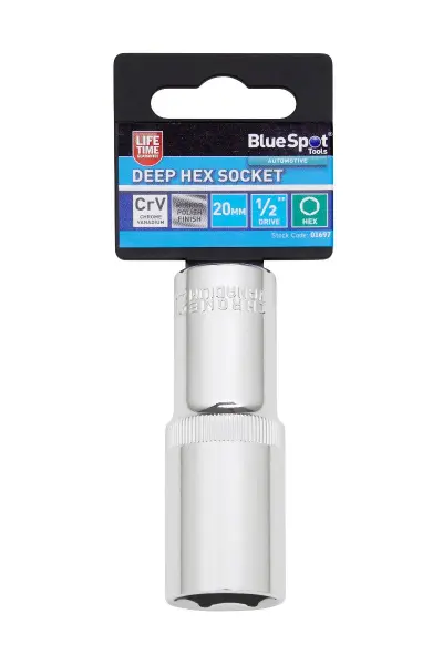 Blue Spot Tools 20mm 深六角套筒 高扭矩铬钒钢套筒
