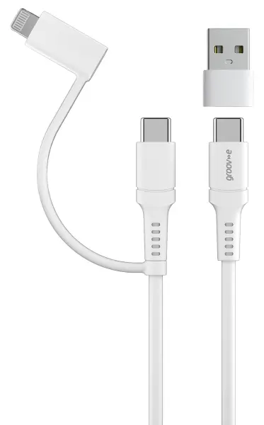 GROOV-E USB-C to Lightning & USB-C Charging Cable, 1m White