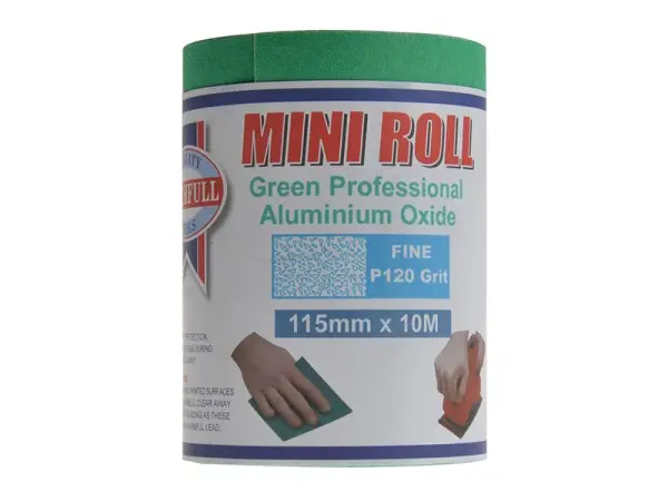 Faithfull Aluminium Oxide Sanding Roll, 115mm x 10m, 120G, Green