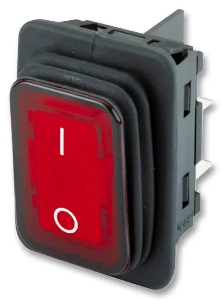MARQUARDT Illuminated Rocker Switch, Off-On, DPST, Red, 250V AC, 20A