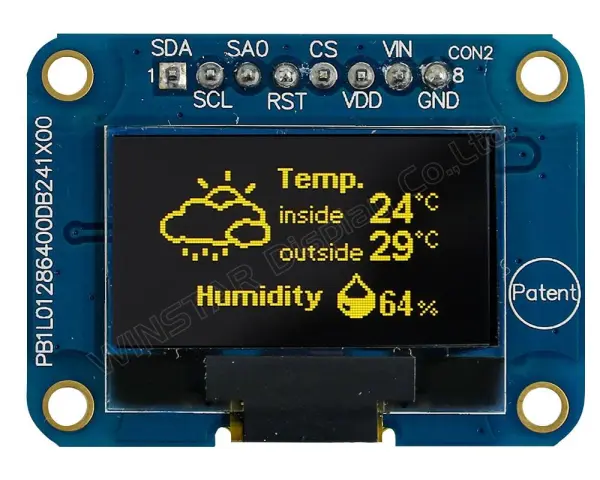 WINSTAR OLED Graphic Display Module 128x64 Yellow 3V SPI