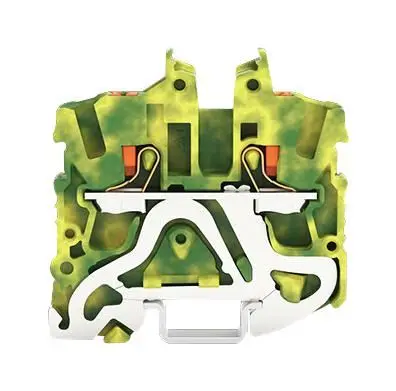 WAGO 2 Conductor Miniature Ground Through DIN Rail Terminal Block, Green