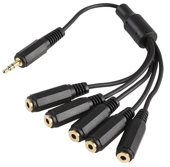 Pro Signal 3.5mm Stereo Jack Plug to 5x Sockets Lead, 150mm