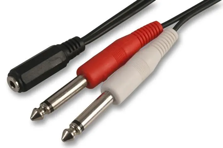 PRO SIGNAL - Kabel Audio Stereo 3.5mm ke 2x Mono 6.35mm, 500mm Hitam