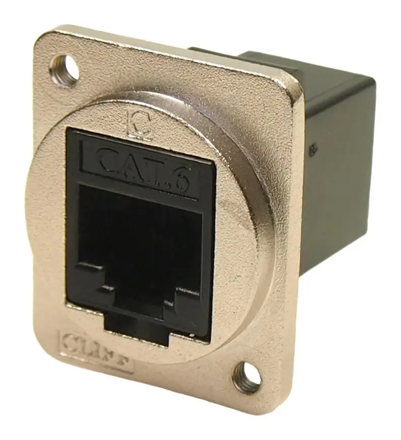CLIFF CP30222M3 RJ45 Cat6 Feedthrough Connector, Metal, Silver