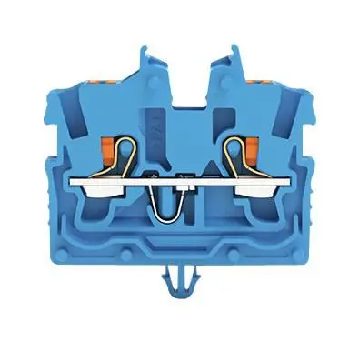 WAGO 2 Conductor Miniature Through Terminal Block, Snap-In Mounting, Push In Cl - Blue