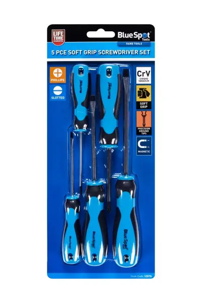 Blue Spot Tools - Jeu de 5 tournevis à poignée souple