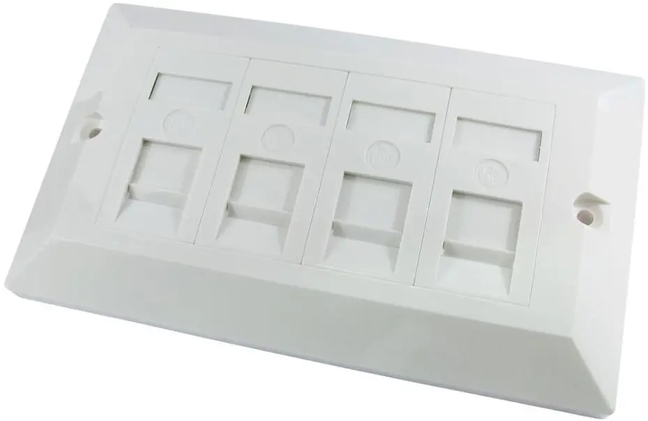 NEWLINK - Clúdach 2-Gang 4-Way RJ45 Cat5e, Bán