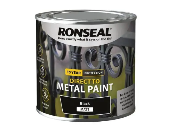 Ronseal Direct to Metal Paint - Ματ Μαύρο, 250ml
