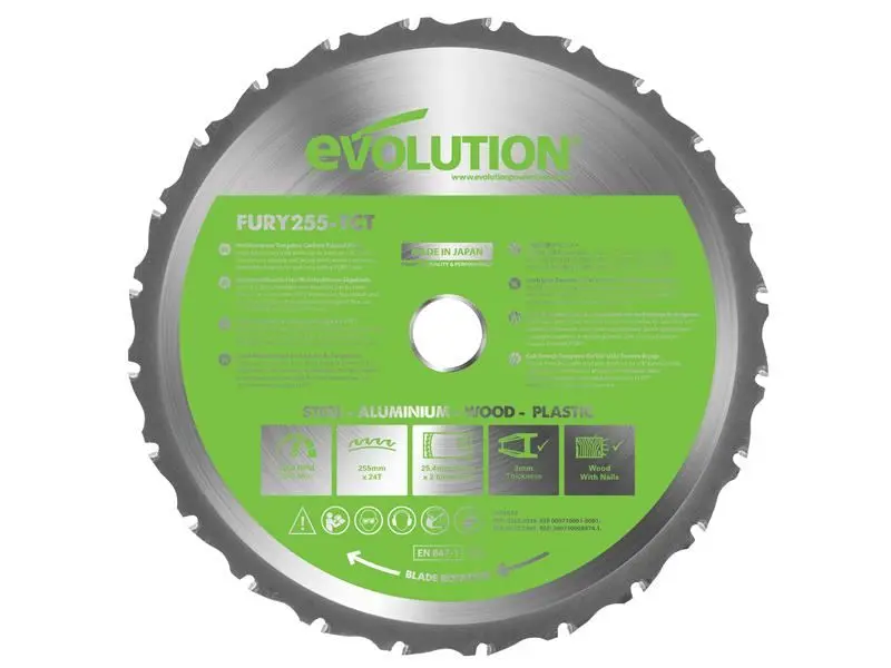 Evolution FURY Πολυλειτουργικό Λεπίδα Πριστήριου TCT 255mm