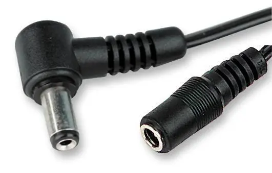 Pro Elec 2.5mm Right-Angle Male to Female DC Power Cable, 3m
