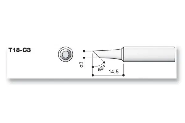 HAKKO T18-C3 Schuine Soldeerpunt, 3.0mm