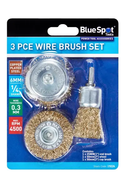Blue Spot Tools 三件套钢丝刷套装 25mm 50mm 镀铜钢