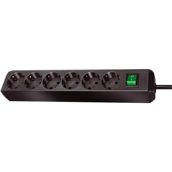 Brennenstuhl Eco-Line Euro 6 Gang Extension Lead - Black 3m