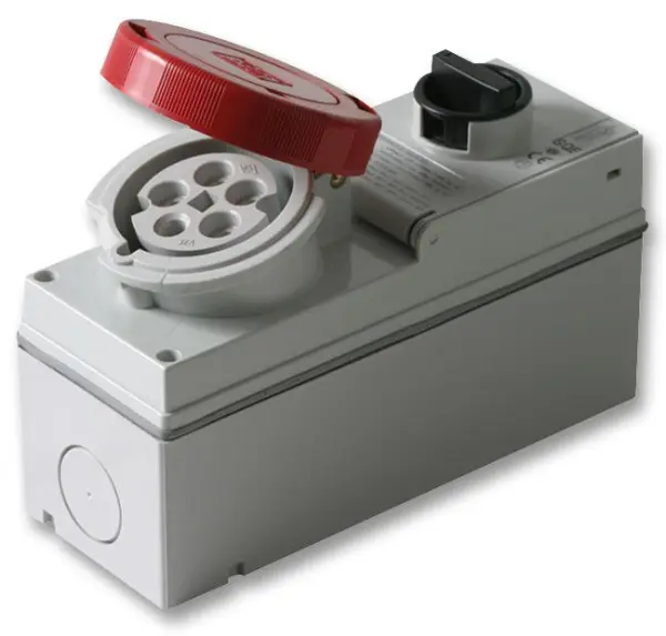 PRO POWER 32A 415V 인터락 CEE 소켓 (적색), 전환식